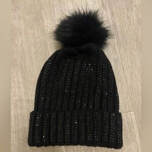 Tabitha Webb Black Rhinestone Knit Beanie